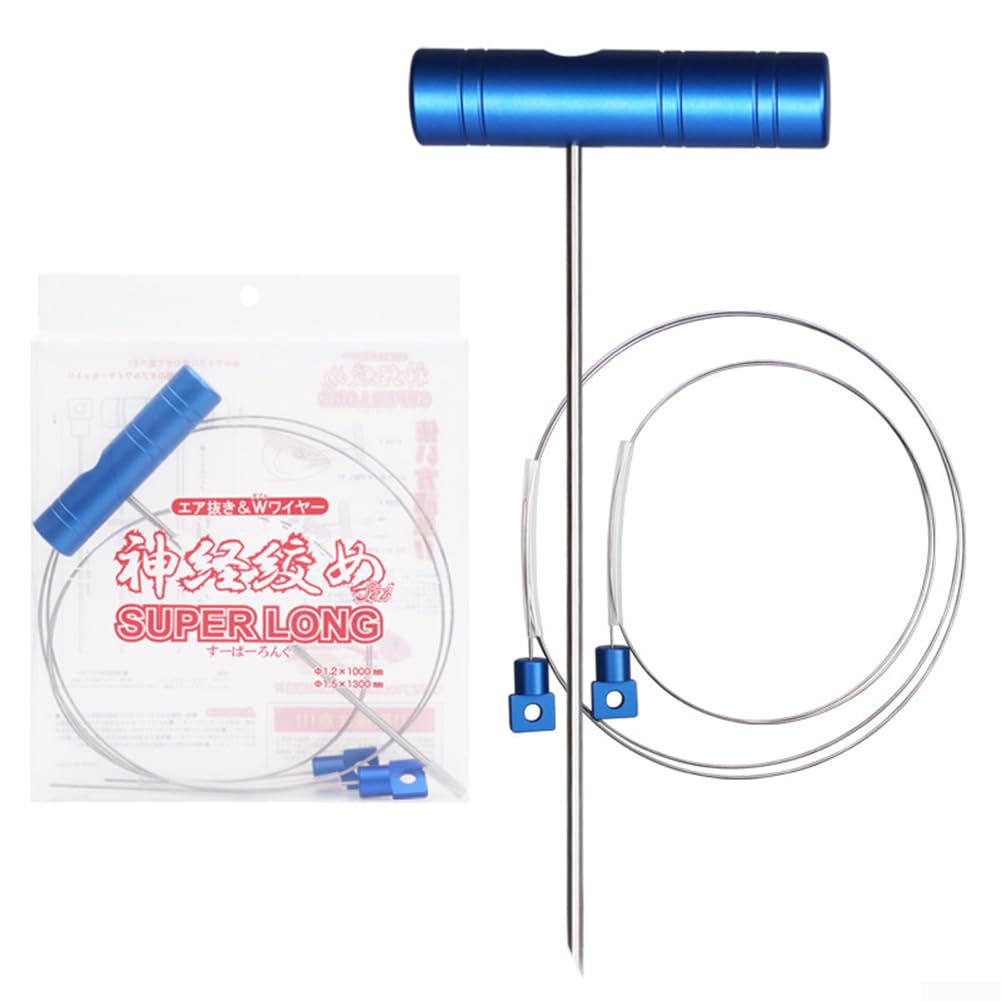 Generisch Ikejime - Set di attrezzi in acciaio inox con fili super lunghi per pesca in mare, uccisione di pesci umani per la conservazione di carne per tonno e sgombro (nero)