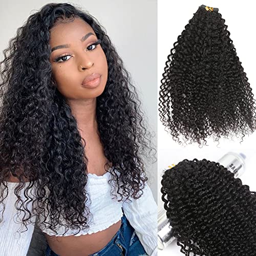 YWIGS Kinky Curly Tape In Hair Extensions Human Hair 40pcs 100g Remy Hair Real Human Hair Tape In Extensions 20inch