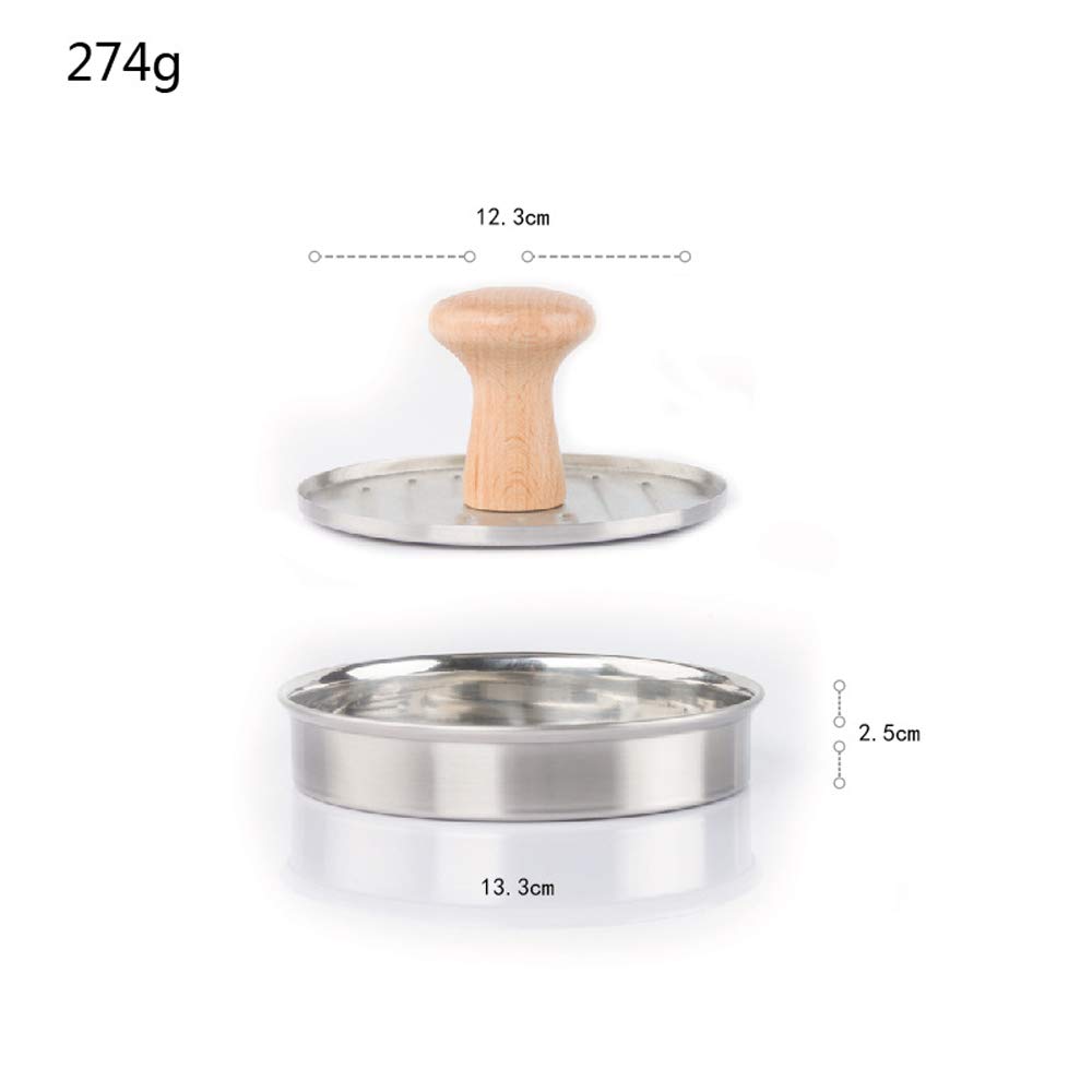 13,3 cm Burger Press Wypchany Hamburger Patty Maker Forma ze stali nierdzewnej Nieprzywierająca Presser do mięsa Niezbędne akcesoria do grillowania do suwaków do mięsa i zwykłego burgera wołowego z drewnianym uchwytem do grilla