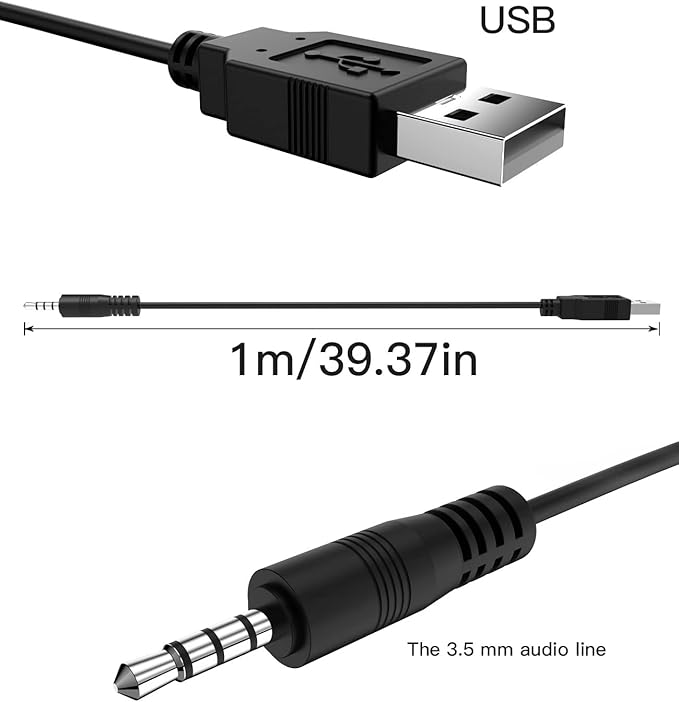 BERLAT Cable Adaptador Audio Jack 3.5mm Macho a USB 2.0 Macho, 2 Pack, 3.3ft miniatura 4