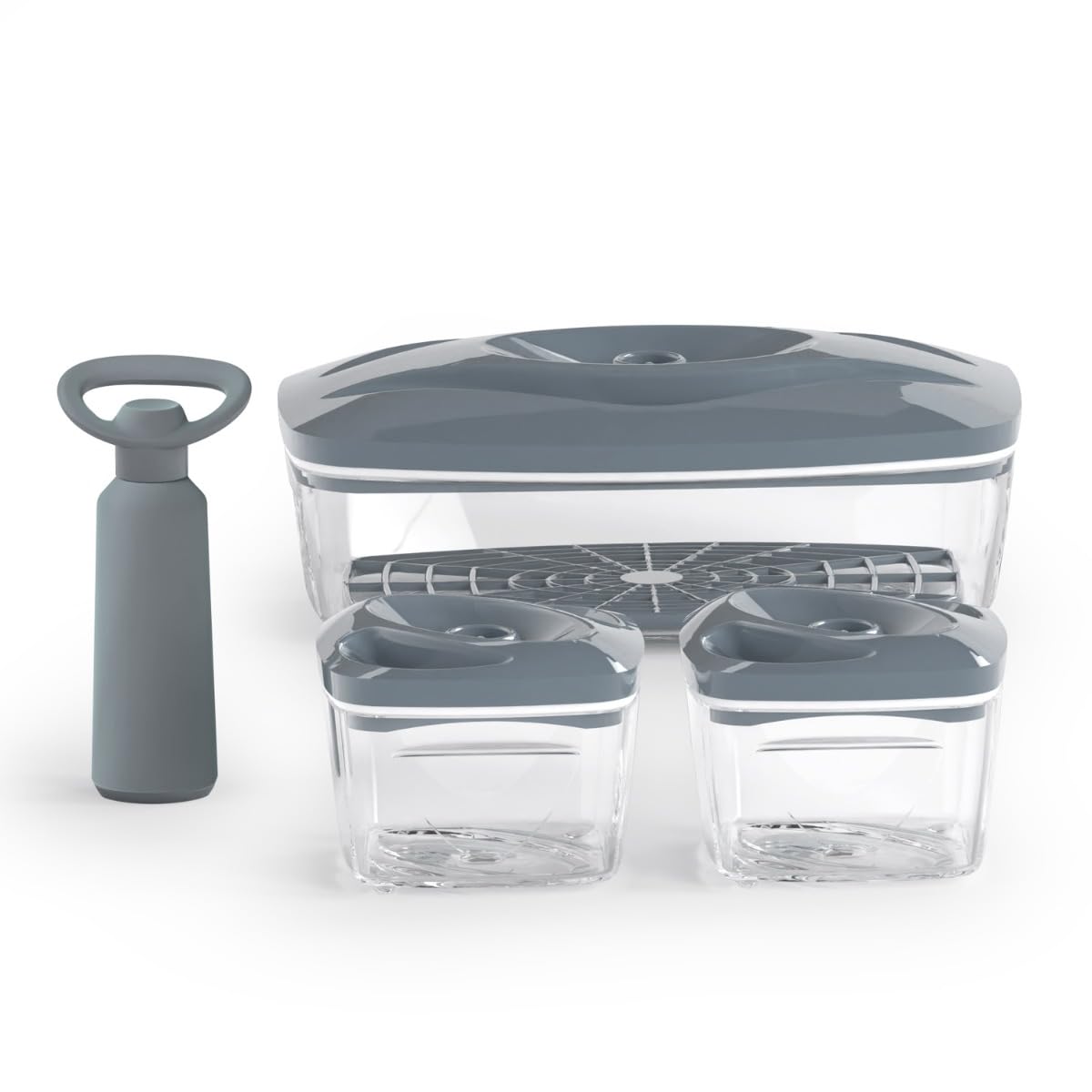 DAFI Zestaw dzbanek szklany Crystal LED 2 l czarny + SeeYoo Set3 pojemiki próżniowe z pompką kolor stalowy - Bez BPA - Poprawa jakości wody - Filtr węglowy - Przechowywanie żywności