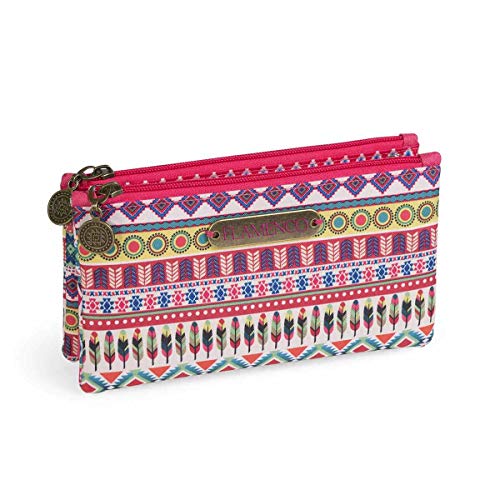 Dis2 - Estuche escolar triple flamenco rosa