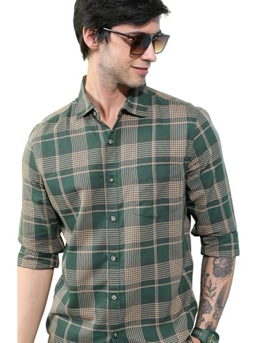 Image of Highlander Men's Slim Fit Checks Shirt | Long Sleeves | Regular Collar | Casual Shirts for Men