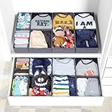 LAJIAKE 16er Set Schubladen Organizer passend für PAX Kleiderschrank 100×58 cm – Faltbar Schubladeneinsatz für Kleidung & Kinderkleidung, modulares Design, stabil, Grau