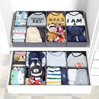 LAJIAKE 16er Set Schubladen Organizer passend für PAX Kleiderschrank 100×58 cm – Faltbar Schubladeneinsatz für Kleidung & Kinderkleidung, modulares Design, stabil, Grau