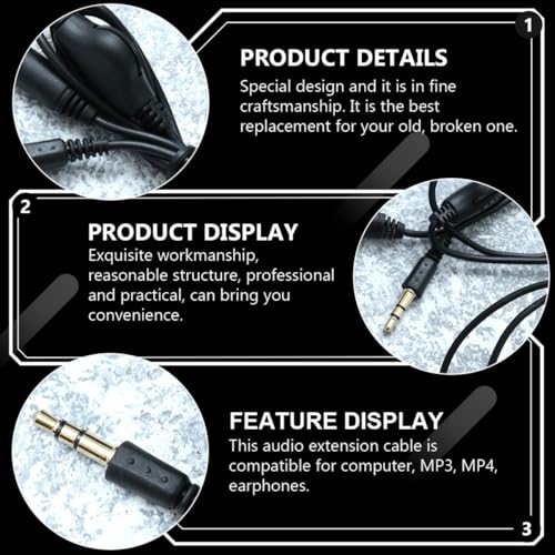 Cable de extensión auxiliar 3.5mm 1m con control de volumen miniatura 4