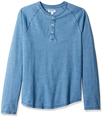 Amazon Brand - Goodthreads Men's Long-Sleeve Indigo Henley, Light Wash, Large