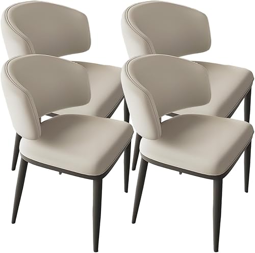 Miniatura 31 de YVYKFZD Juego de sillas de comedor de cuero, silla de comedor con respaldo curvado y patas de metal, sillas de cocina tapizadas, silla auxiliar