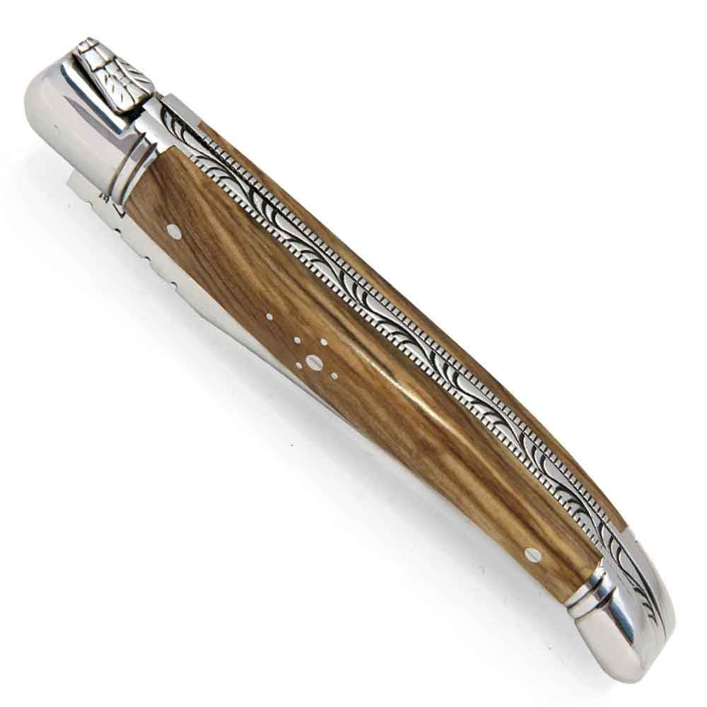Couteau laguiole manche en bois d'olivier et mitres en inox - 11 cm