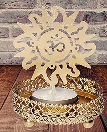 Nexxa Om & Sun Shadow Tea Light Candle Holder Diya For Diwali Decoration Gift Traditional Decorative Statue For Home/Office Home, Living Room Religious Stand Indian Housewarming Return Gift Items #TOP3