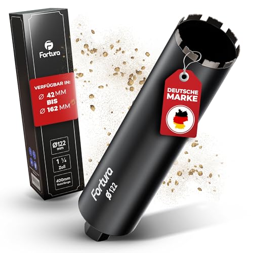 Fortura® Broca de núcleo de 42 – 162 mm/400 mm de longitud/1 ¼ pulgadas (Ø122 x 400 mm), broca de diamante, corona de diamante