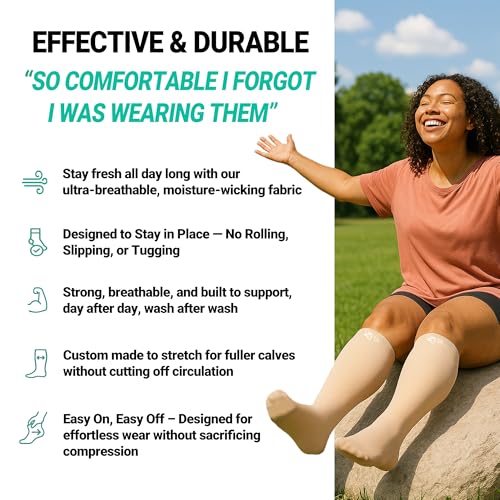 Zeta Wear Plus Size Open Toe Compression Socks 15-19 mmHg - Wide Calf Support for Men & Women3