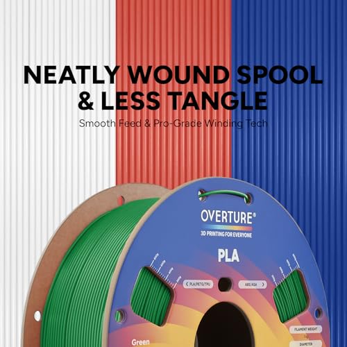 Image of OVERTURE PLA Filament 1.75mm, Neatly Wound 3D Printer Filament 1kg Spool (2.2lbs), Dimensional Accuracy + /- 0.02 mm, Fit Most FDM 3D Printers (Green)