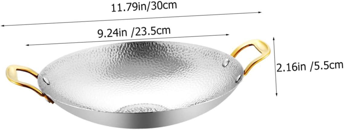 PRETYZOOM Stainless Steel Cooking Pot Hammered Griddle Pan Double Handle for Kitchen Camping