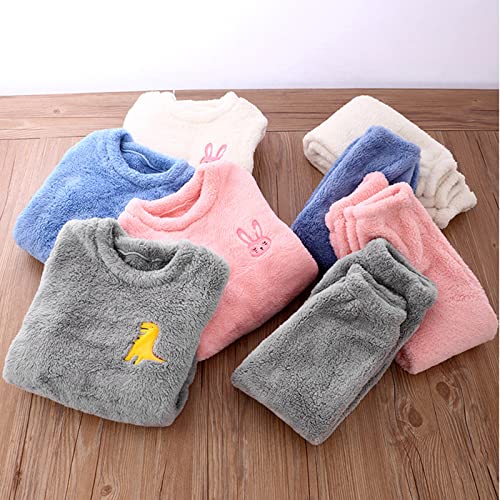 Toddler Boys Girls Fleece Pajama Set Winter Warm Plush Tops+Pants Outfits Sleepwear Soft Comfy 2 Piece Loungewear Child PJS4