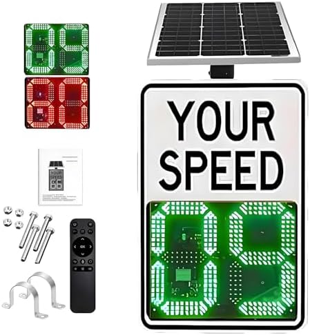 Solar-Powered LED Radar Speed Limit Sign, Flashing Speed Indicator for Highways & Speed-Limited Roads, Weatherproof 20x28in Traffic Display