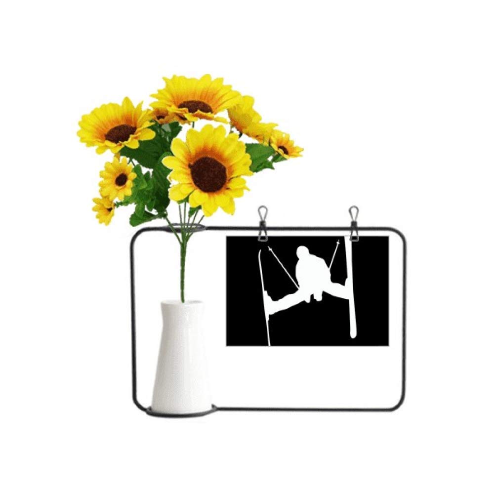 Tournesol artificiel de sports d'hiver noir carte bénédiction ski