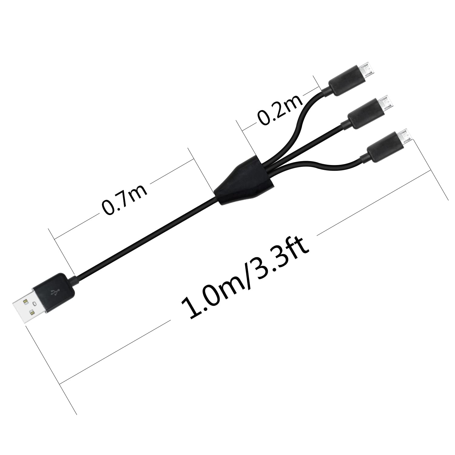 1m Micro USB Splitter Cable – Dual Charge & Data, 2-Port Y-Cable For Android Devices