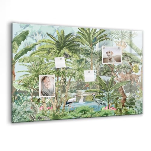 Tableau magnétique verre 90x60cm jungle pour la planification de bureau