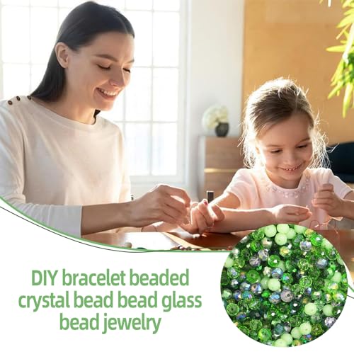 500PCS Crystal Glass Beads, 4mm Faceted Round Colorful Craft Beads for Jewelry Making, Bracelets, Necklaces, DIY Projects (Green) - Image 5