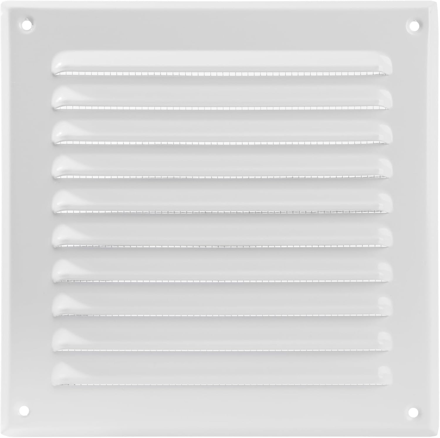 ECOPRO VENT White 195 × 195mm Metal Vent Cover - Galvanized Steel Louvered Ventilation Grille with Nylon Mesh - Epoxy Coated Wall Air Vent Cover, Indoor & Outdoor Cover, Surface Wall Mount Shed Vent — image 1
