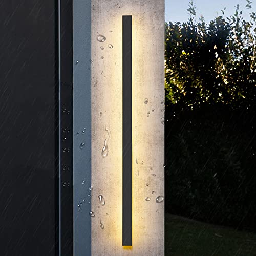 CWCQGH Aplique de Pared LED de Tira Larga, lámparas de Pared Modernas para Exteriores, IP54, Resistente al Agua, luz de 3000 K-6000 K, para Exteriores, Granja, 100 cm, 30 W,40cm 11W