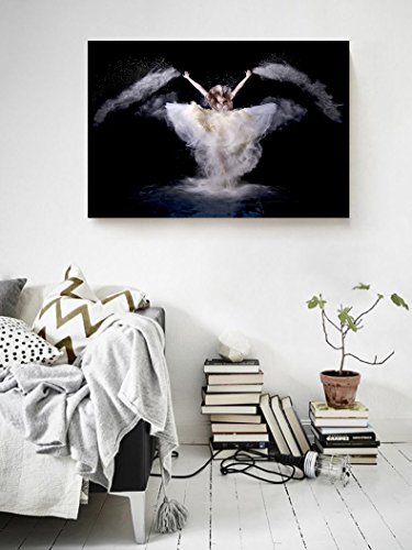 Niwo Art (Tm - White Skirt Dancing Angel - Ballet Dancing Series. Modern Abstract Oil Painting Reproduction. Giclee Canvas Prints Wall Art For Home Decor, Stretched And Framed Ready To Hang #TOP2
