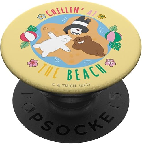 We Bare Bears Chillin' At The Beach Grizz Panda Ice PopSockets intercambiables PopGrip