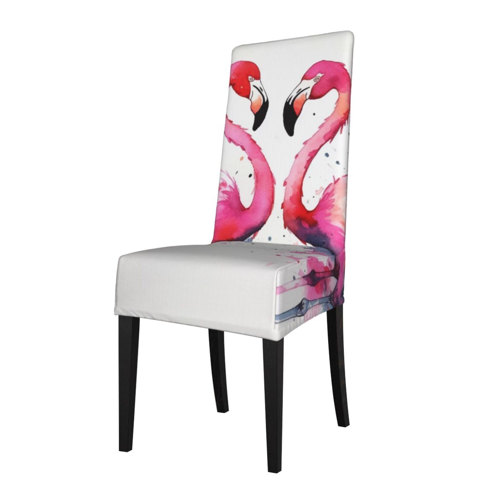 WPKJU Ink Flamingos Print Dining Chair Covers Removable Chair Seat Covers Decorative for Kitchen & Bar Stools