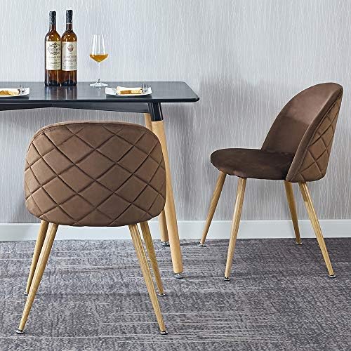 Dining Chairs, Hinpia Set of 2 Modern Upholstered Velvet Accent Leisure Side Chairs with Metal Legs for Living Room, Kitchen, Vanity and Patio (Red)