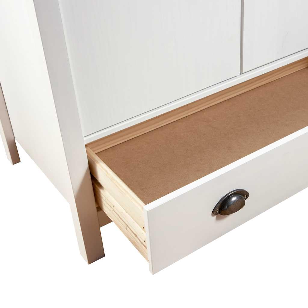 Kleiderschrank aus weißem Kiefernholz, 3-türig, 127 x 50 x 170 cm, Slish Sto Solut für Schlafzimmer, geräumiges Nizer, modernes Felldesign