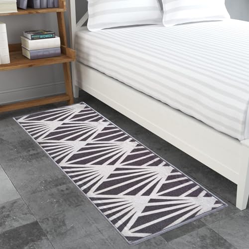 Image of Matz&More Pattern Mohawk Runner Mat | 50x120 CM | Grey | Nylon Tufted Gel Baking Anti-Slip | Doormat for Home Entrance, Kitchen & Bedroom