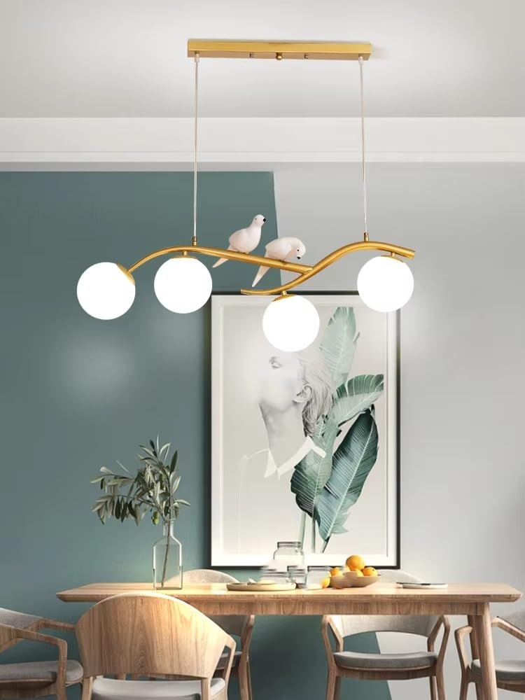 FZQSXAZU Nordic Chandelier for Dining Room Kitchen Decorate Modern Long Table pendent lamp Gold Creative Bird Led Light Fixture