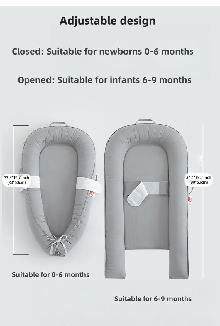 Przenośny leżaczek dla niemowląt - łóżeczko dziecięce z funkcją spania - miękkie bawełniane łóżeczko dla niemowląt - regulowana kołyska dla niemowląt do podróży i domu,B