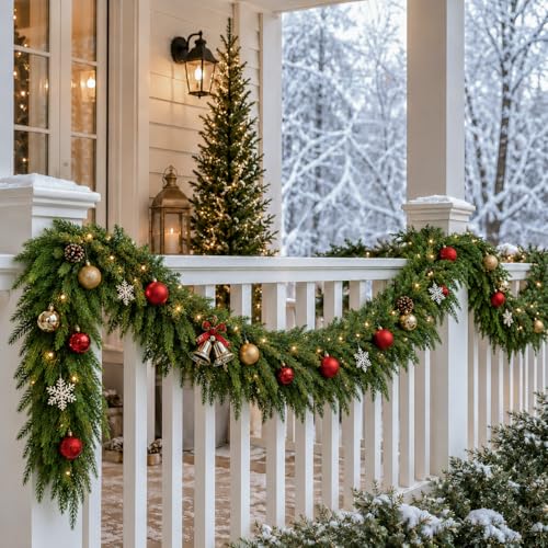 2 Pcs 6 FT Christmas Norfolk Pine Garland, Greenery Garland for Holiday - image 7