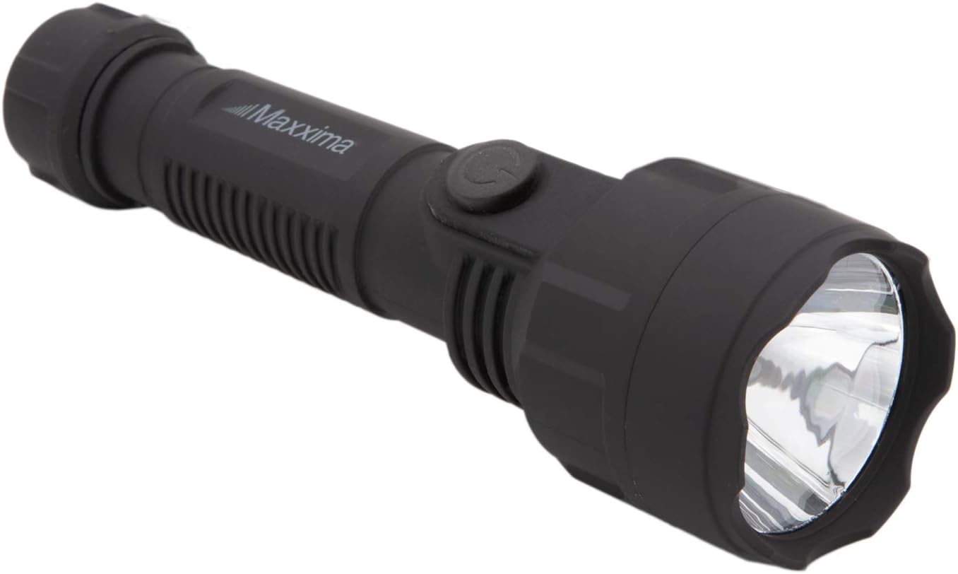Maxxima Handheld LED Flashlight, 70 Lumens, Battery Powered, Black..