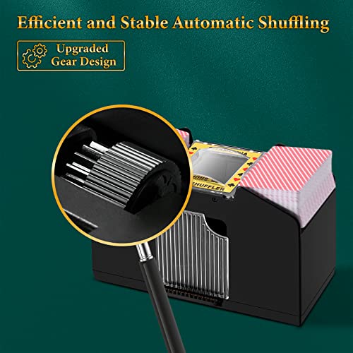 YUNYODA Kartenmischmaschine Elektrischefür 1-4 Decks, USB/Batteriebetrieben Automatischer Kartenmischer, Mischmaschine Karten für Decks UNO, Poker, Skip BO & Viele Weitere Karten, Schwarz