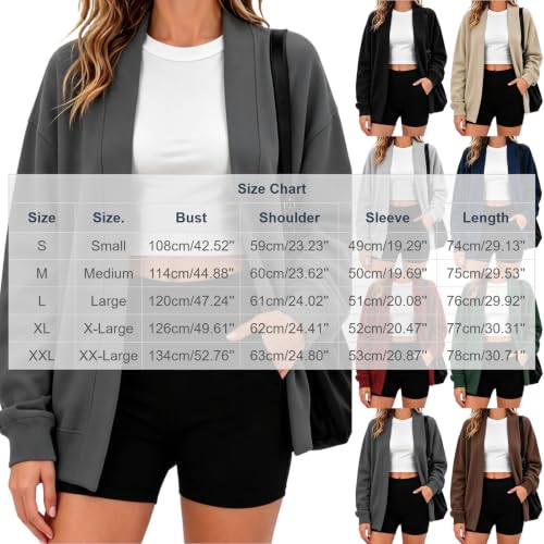 Womens Open Front Sweatshirt Cardigan Long Sleeve Casual Jacket with Pocket - image 5