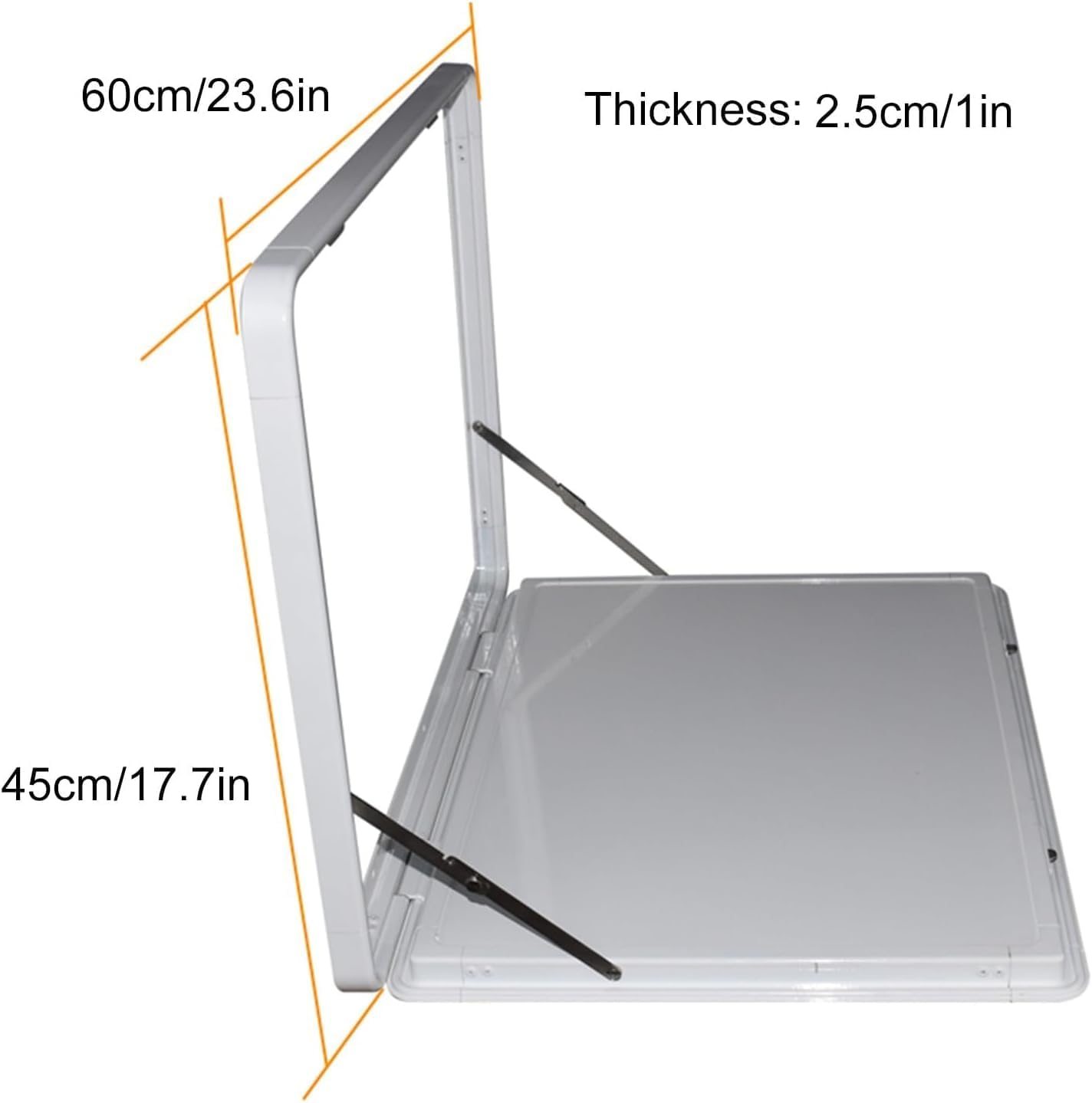 Foldable RV Table - Lightweight Aluminum Folding Dining Tables with Locking Mechanism, Wall Mount Hanging Design for Caravan, Campsite, Workshop(White,Non-Key TYPE-60 * 45CM)
