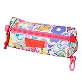 Highlights Pencil Case for Kids, Vibrant Heavy-Duty Zipper Pouch for Boys and Girls, School Supplies Organizer Stands Upright for Spill-Free Searching (Rainbow Unicorn - Pink)