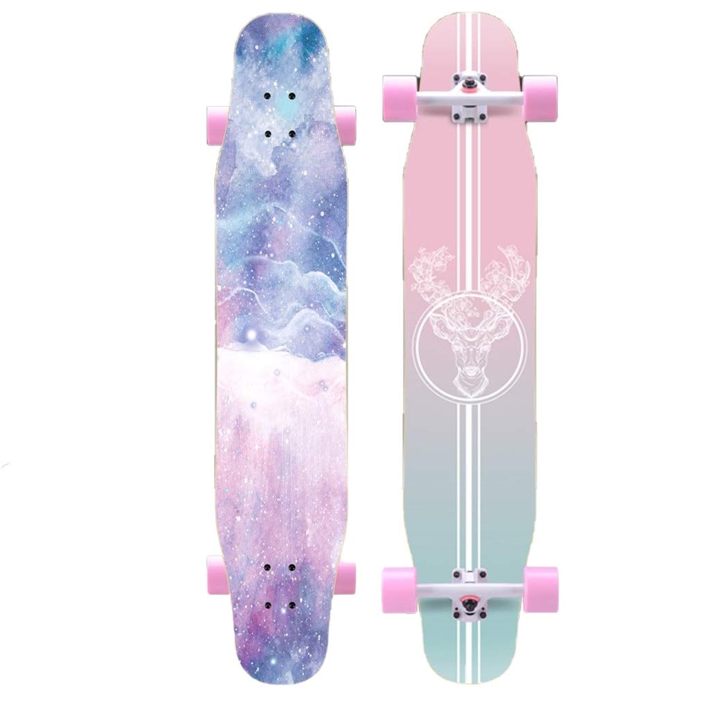 TXTC 47 Inch Skateboard Complete Longboard Double Kick Skate Board Cruiser 7 Layer Maple Deck for Girls Boys
