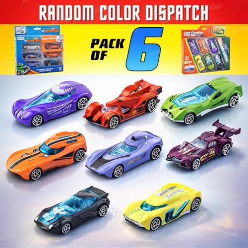 Image of Zest 4 Toyz Diecast Cars Metal Cars for Kids Toys Color Changing Car Diecast Model Car Toy Vehicle for Kids Toys for 2-5 Years Boys and Girls (Pack of 6) Multicolor