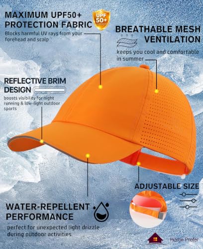 Image of Home Prefer Reflective Water Repellent Quick Dry Airy UPF50+ Sun Hat for Men Women Outdoor Sports Baseball Caps Unisex