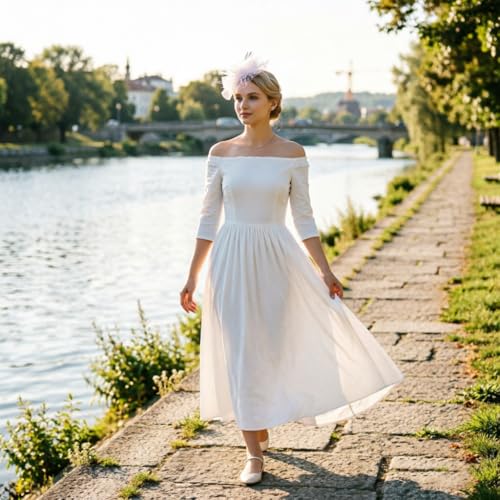Image of DRESHOW Fascinators Hat Feather Headband Women's Fascinators Tea Party Headwear with Clip Flower Head Band for Girls & Women