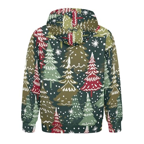 Kids Hoodies Sweaters Christmas Xmas Trees Hooded Sweatshirts with Big Pockets for Boys Girls B04003212