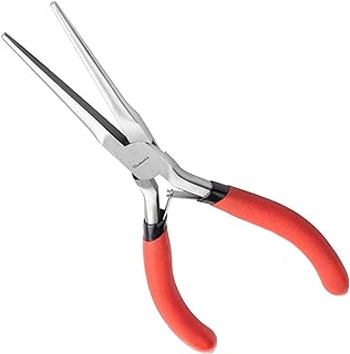 Needle Nose Pliers 6 Inch - Precision Pliers with Extra Long Tapering and Non-Serrated Jaws for Jewelry Making, Bending Wire and Small Object Gripping - Pack 1