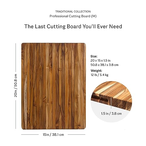 Teakhaus Cutting Board - Medium Wood Cutting Board With Grip Handles - Reversible Teak Edge Grain Wood - Knife Friendly - Fcs Certified #TOP1