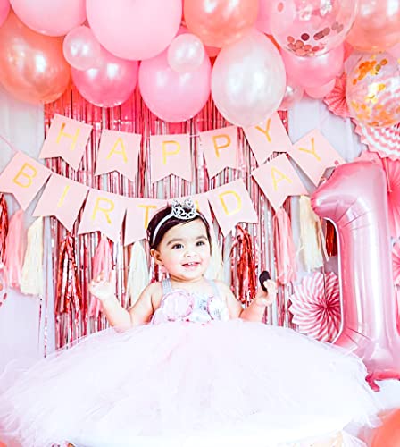First Birthday Decorations For Girl (119 Pack) One Balloon, 1 Balloon For First Birthday, One Banner, Highchair Banner 1St Birthday Girl, First Birthday Backdrop For Girl, 1St Birthday Girl Decoration #TOP2
