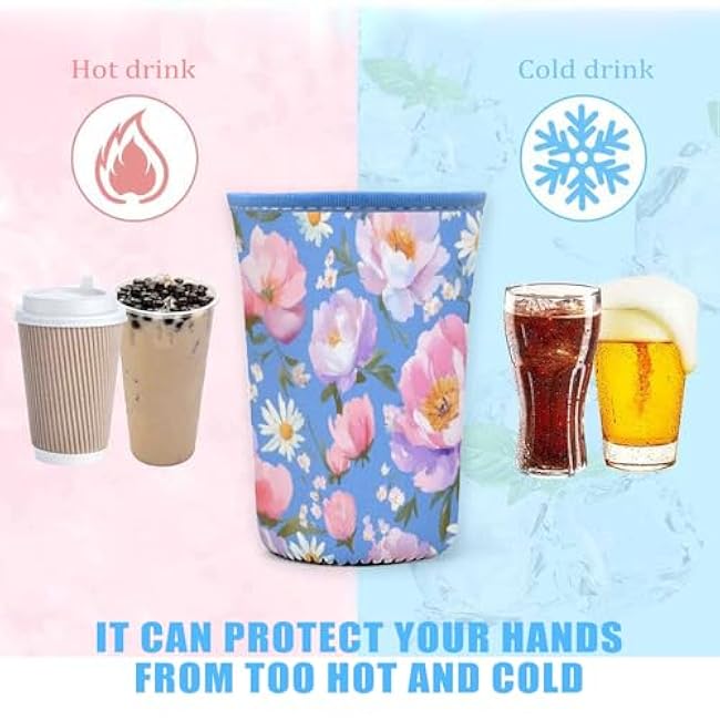 3 Pack Iced Coffee Sleeve,Reusable Neoprene Insulator Cup Sleeve for Hot/Cold Drinks