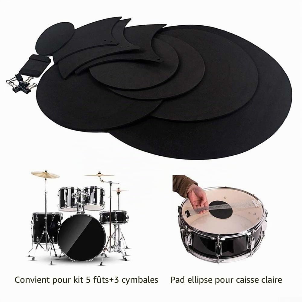 Lot de 14 sourdines silencieuses en mousse de caoutchouc pour entraînement de batterie et grosse caisse silencieuse